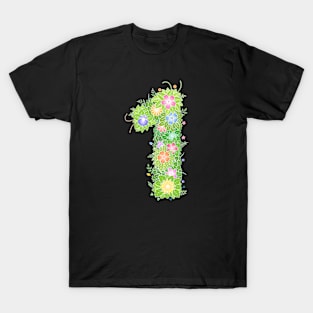 "1" Floral Letter Number T-Shirt